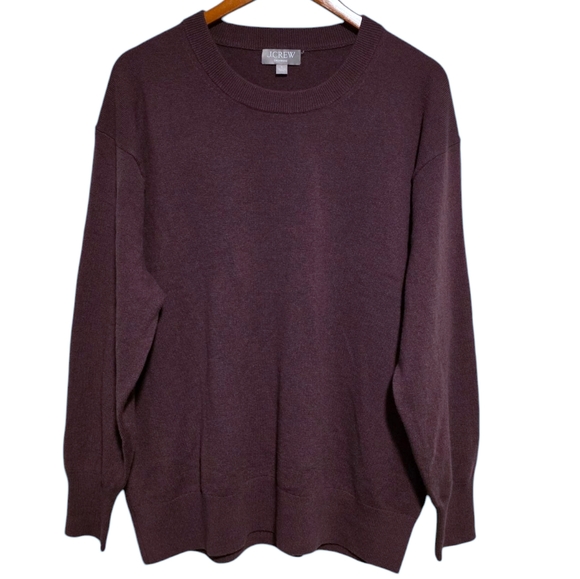 J. Crew Cashmere Relaxed Crewneck Sweater in Dark Purple Size Medium - Picture 1 of 3
